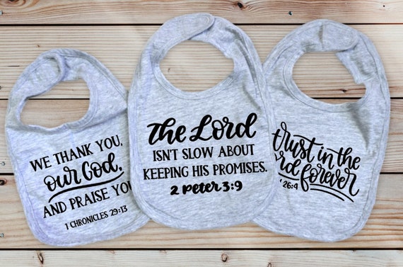 Christian Bible Verse baby bib, Set of 3 bibs, gender neutral baby clothes, christian baby shower gifts, Baby