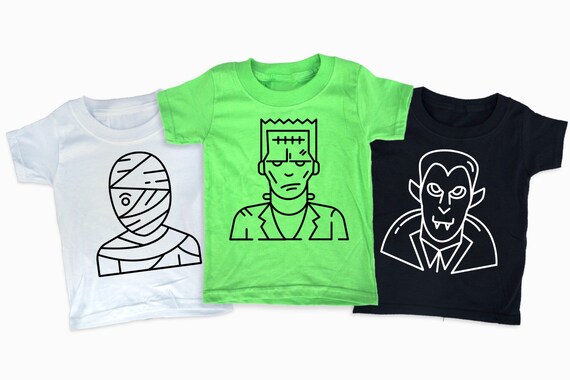 Set of 3 Halloween toddler shirts, Vampire dracula shirt, Frankenstein toddler tee, Mummy toddler tshirt