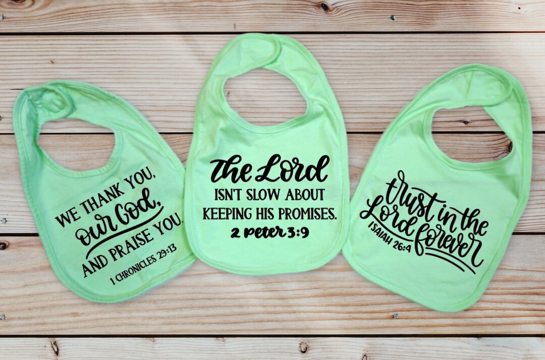 Christian Bible Verse baby bib Set of 3 bibs gender neutral Etsy