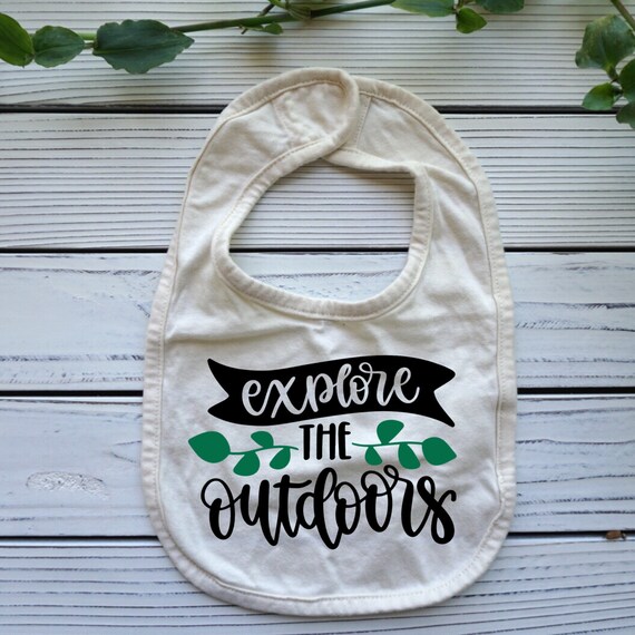 Explore the Outdoors baby bib or bodysuit, Wilderness baby shower gift, gender neutral baby clothes, Baby