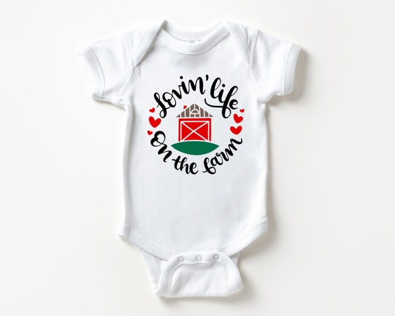 Loving Life on the Farm baby bodysuit, Country Farm baby shower gift