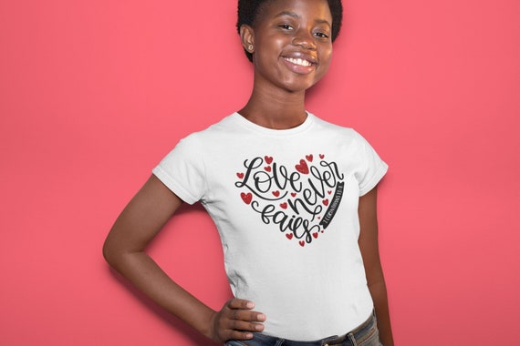 Mommy and Me, Love Never Fails, Christian Bible Shirt for Baby, Toddler, Youth, and Adult, Christian Christmas Gift
