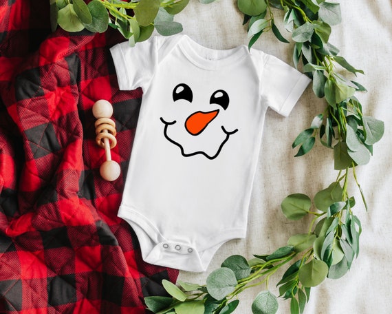 Snowman face baby bodysuit,  Baby Clothes, Winter baby shower gift