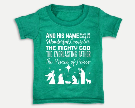 Names of Jesus Nativity t-shirt, Christmas Nativity kid shirt in youth, toddler and infant sizes