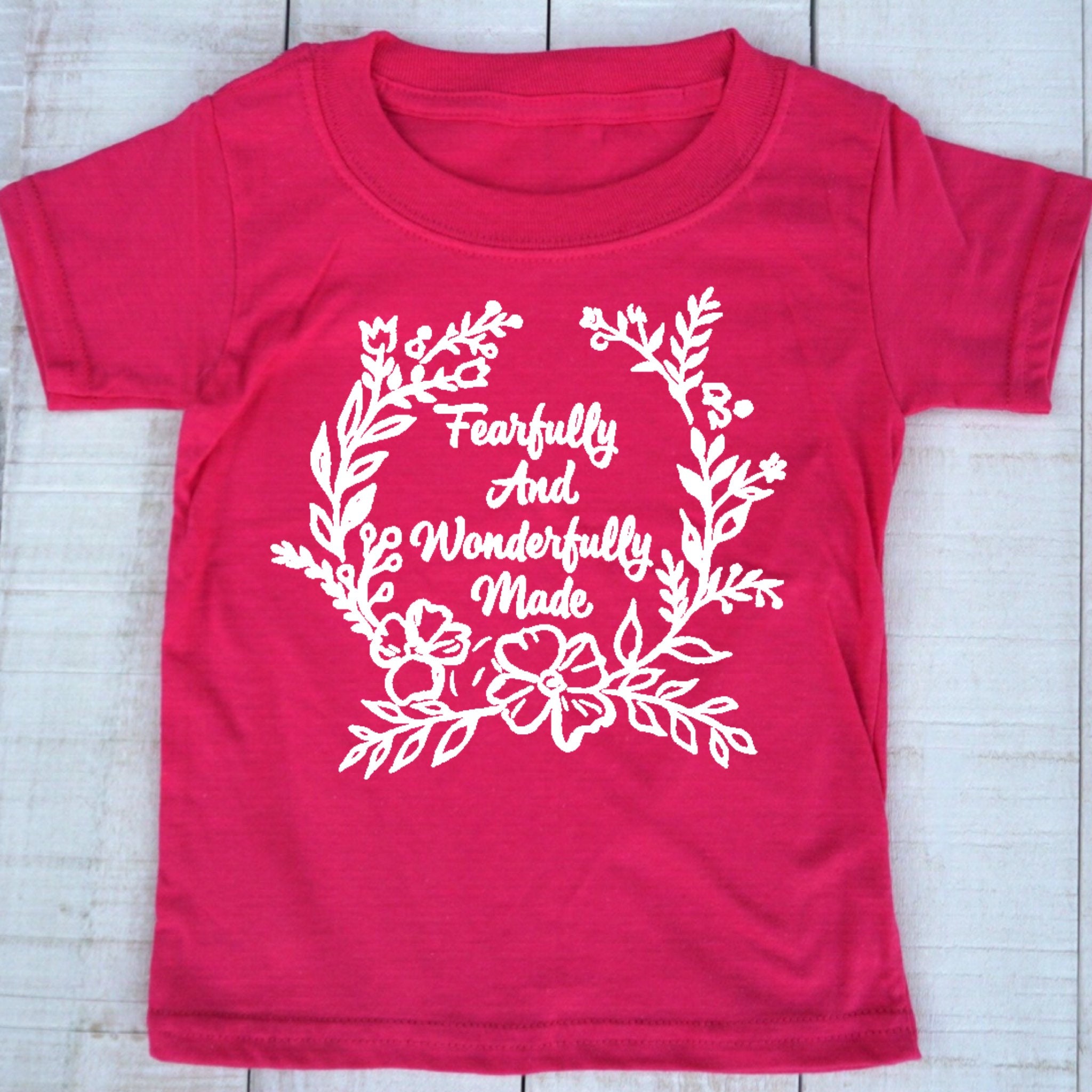 Fearfully and Wonderfully Made Floral toddler tee, Christian toddler