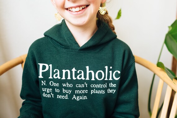 Youth Plantaholic Hoodie Jacket, Funny Gift for Gardener Teen Christmas Gift for Plant Lover