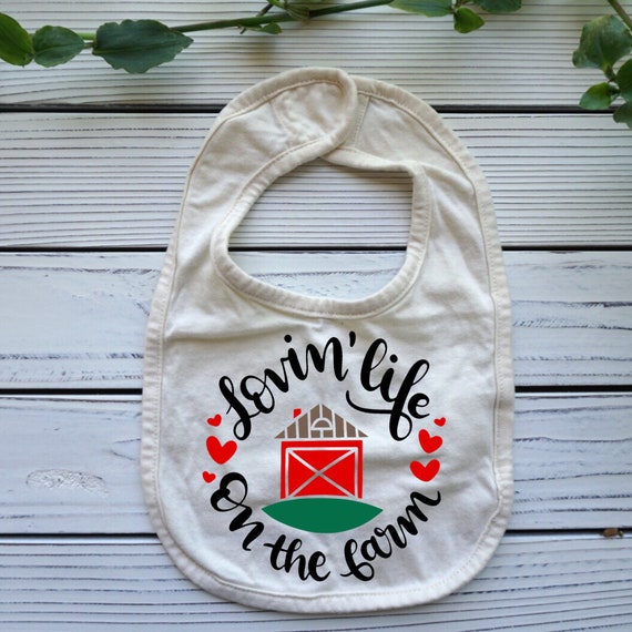 Loving Life on the Farm baby bib, Farm theme baby gift, Farm Country baby shower gift, Baby