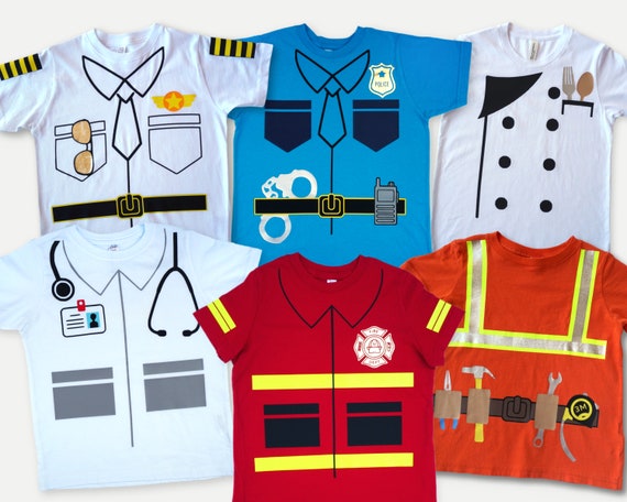 Career Costume kid shirt, Doctor dress up shirt, Police pretend play tshirt, Fireman shirt, Chef costume, Pilot toddler tee