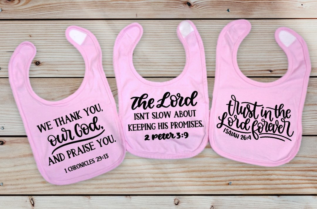 Christian Bible Verse baby bib Set of 3 bibs gender neutral Etsy