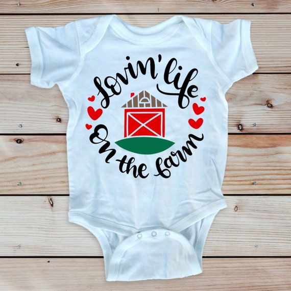 Loving Life on the Farm baby bodysuit, Country Farm baby shower gift, Baby