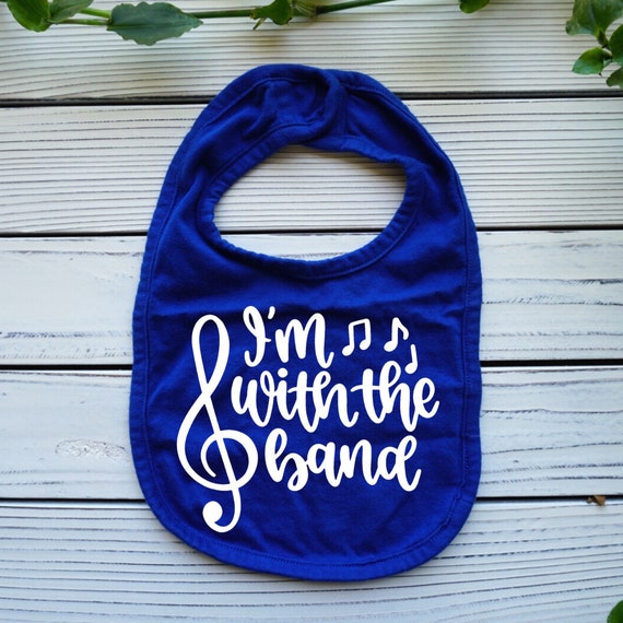 I'm With the Band baby bib, Funny Music baby gift, gender neutral baby clothes, Musical baby shower gift