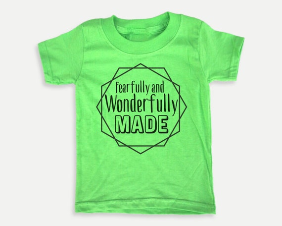 Fearfully and Wonderfully Made Toddler Tee, Christian Bible t-shirt for toddlers, Christian  Gift