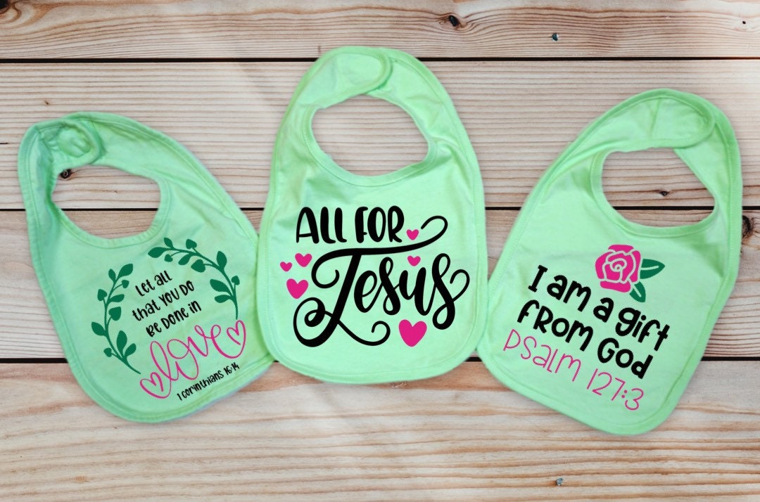 Christian Bible Verse baby bibs set of 3