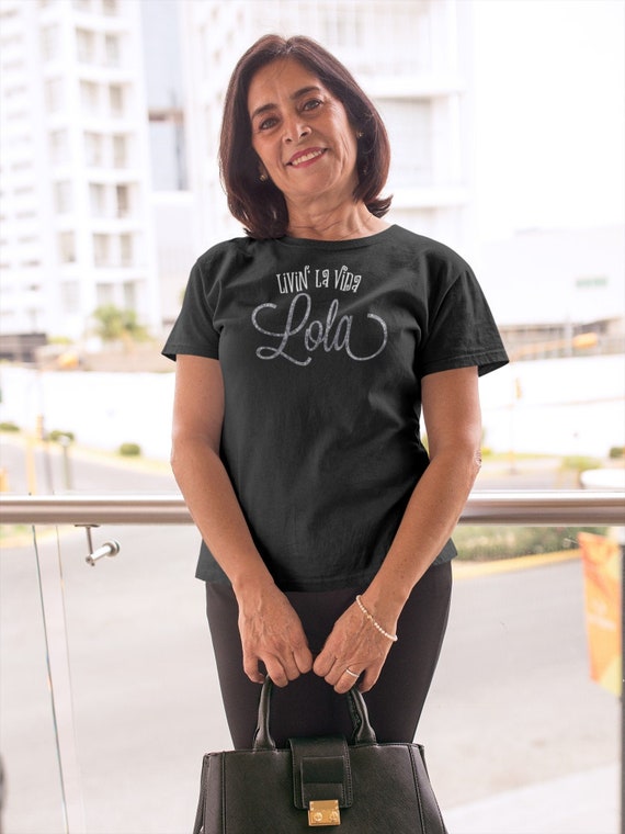 Livin' la Vida Lola glitter text t-shirt, Lola birthday gift, Lola grandma gift,  Gift for Lola