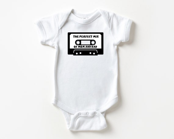 The Perfect Mix baby bodysuit, musical baby clothes, mixed baby tee, mix tape baby clothes, musician baby gift