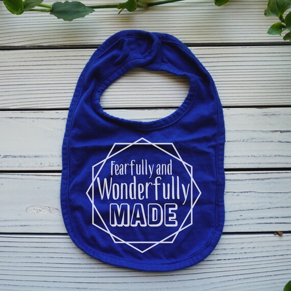 Fearfully and Wonderfully Made baby bib, Psalm 139:14 Bible verse baby bib, christian baby shower gift, Baby
