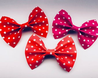 Pink and White Polka Dot Hair Bow