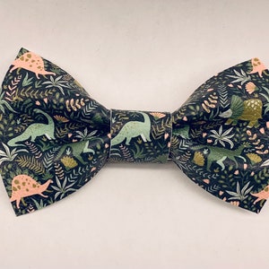 Dinosaur Faux Leather Clip on Bow Tie