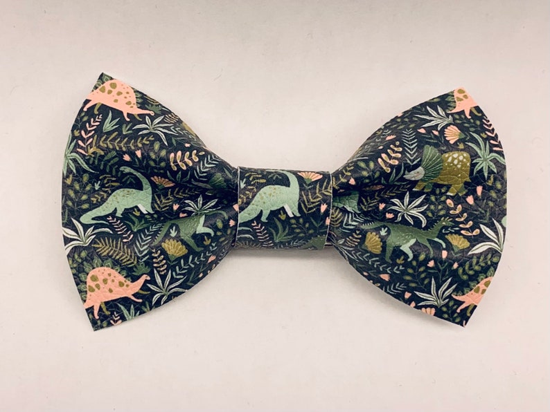 Dinosaur Faux Leather Clip on Bow Tie image 1