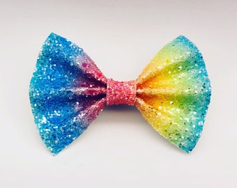 Rainbow Glitter Hair Bow