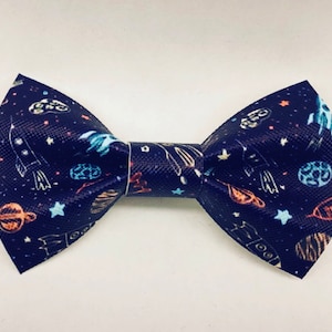 Space Faux Leather Bow Tie