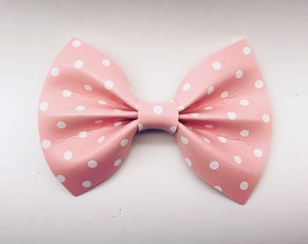 Light Pink Polka Dot Hair Bow