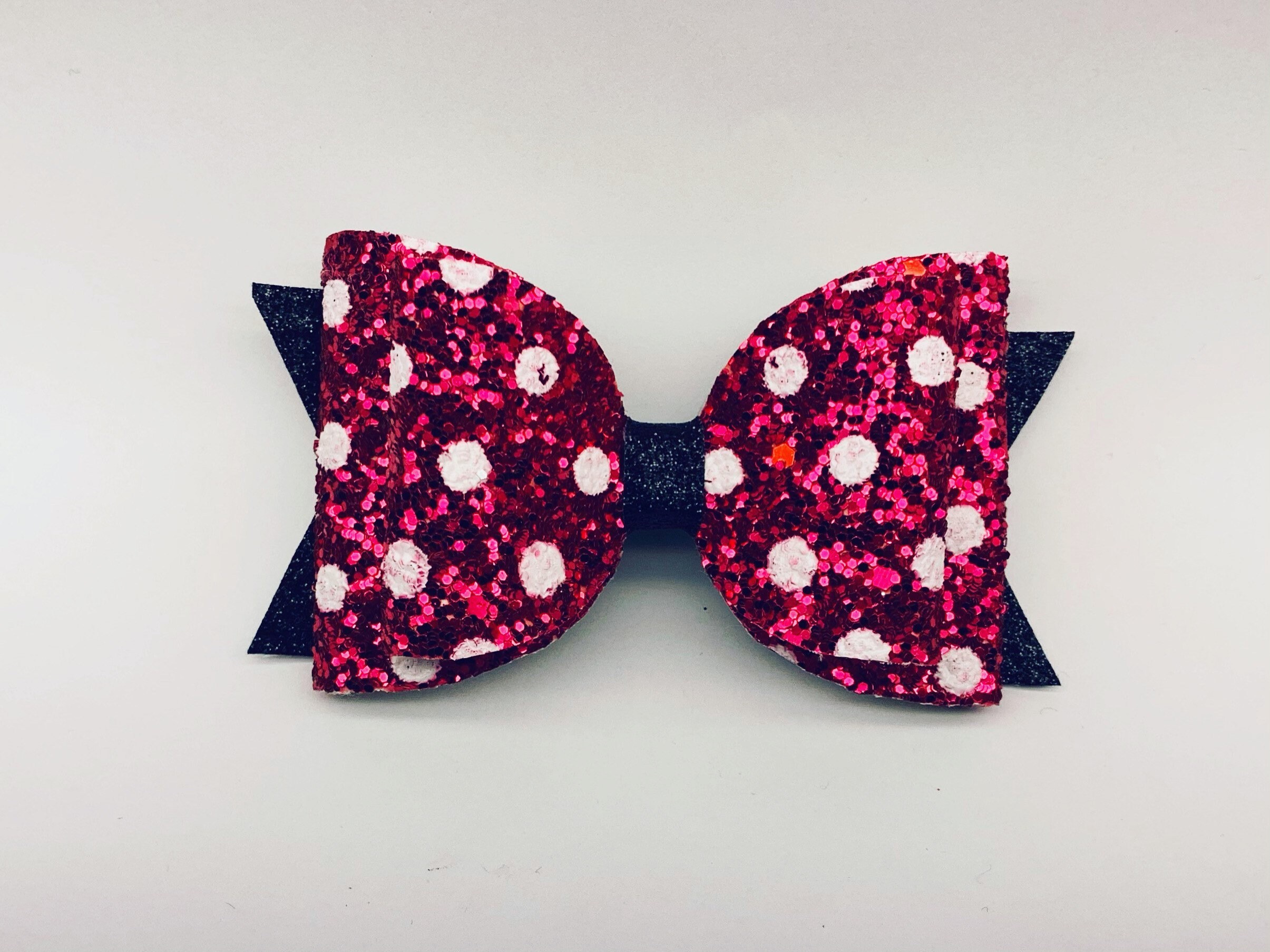 Sparkly Pink Polka Dot Hair Bow - Etsy UK