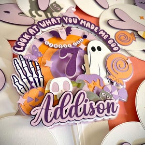 Look what you made me boo Spooky Birthday Cake Topper: Halloween Party Decor