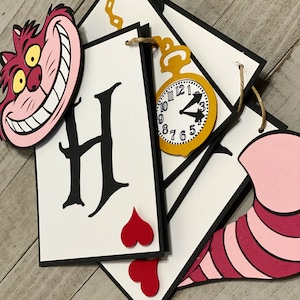 Alice in Wonderland Birthday Banner, Birthday party decor, Alice in Wonderland party decor