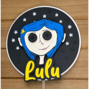 Coraline cake topper, Coraline Birthday Decor, Coraline button eyes cake topper