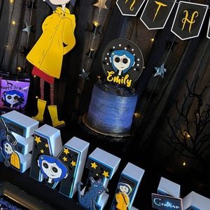 Coraline Birthday Party Decor: Cake Topper, Banner, 3D Letter image 4