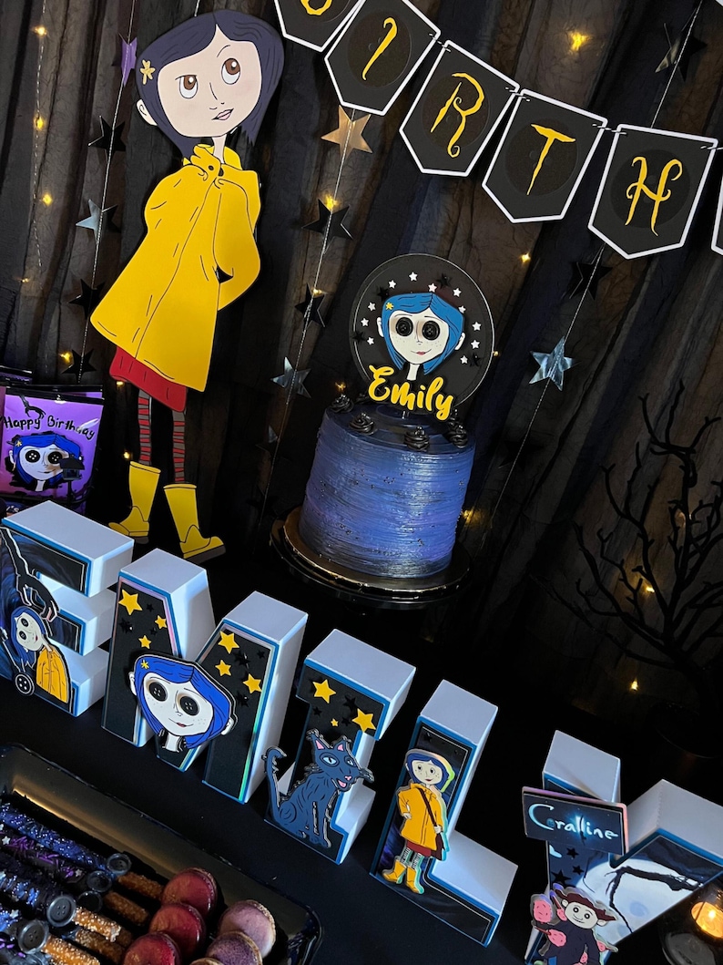 Coraline Birthday Party Decor: Cake Topper, Banner, 3D Letter image 4