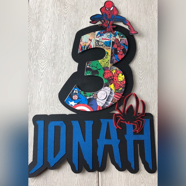 Avengers cake topper, Spider-Man Cake topper, SuperHeroes Birthday