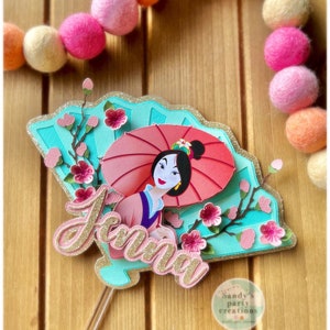 Mulan Cake Topper, Cherry Blossom Cake topper, Mulan Birthday party