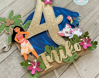 Personalized Moana Birthday Cake Topper: Tropical Party Decor