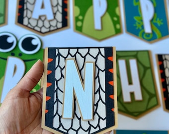 Reptile Theme Happy Birthday Banner: Jungle Safari Party Decor, Lizard Snake Gecko Theme