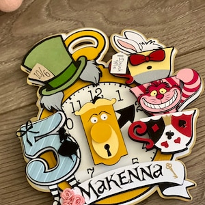 Personalized Alice in Wonderland Cake Topper: Tea Party Decor