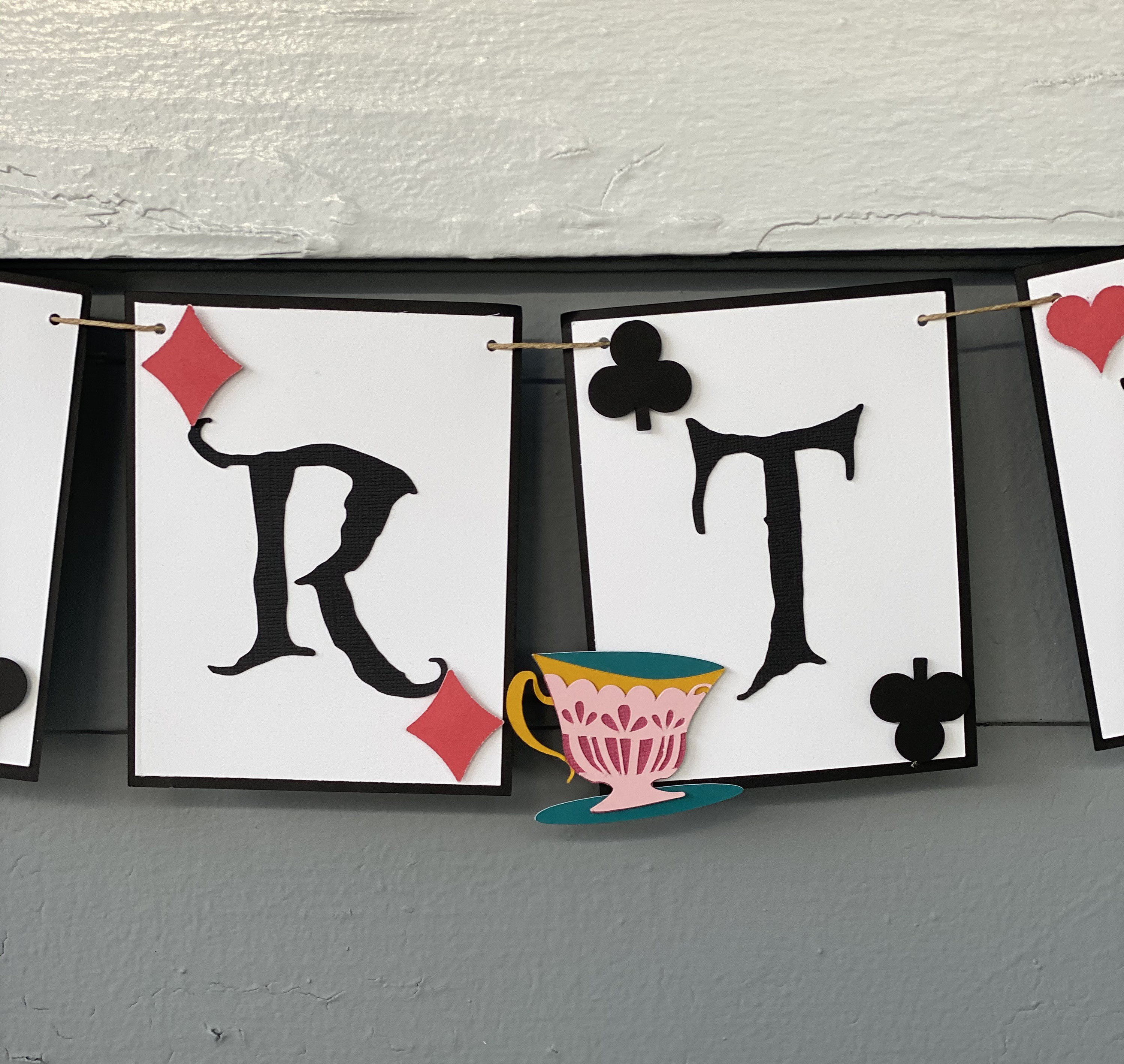 Alice In Wonderland Tea Party Banner – Vintage Floral Flag Bunting For Girls Birthday Decor - View #4
