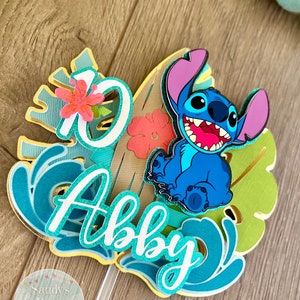Stitch Cake topper, Stitch Birthday Decor, Stitch personalized cake topper, Tropical Cake topper