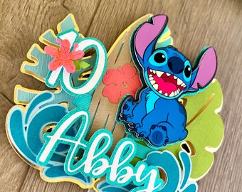 Personalized Stitch Cake Topper: Tropical Birthday Decor