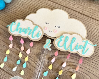 Cloud cake topper, Rainbow cloud cake topper, pastel cake topper, rainbow party decor,rainbow theme cake topper, Rainbow drops birthday