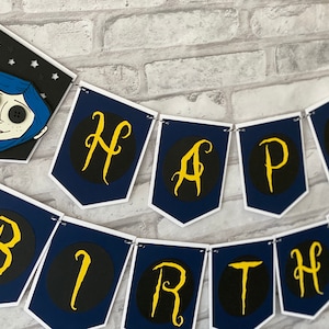 Coraline Happy Birthday Banner, Coraline party decor
