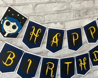Coraline Happy Birthday Banner, Coraline party decor