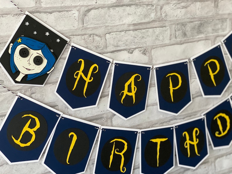 Coraline Happy Birthday Banner, Coraline party decor image 1