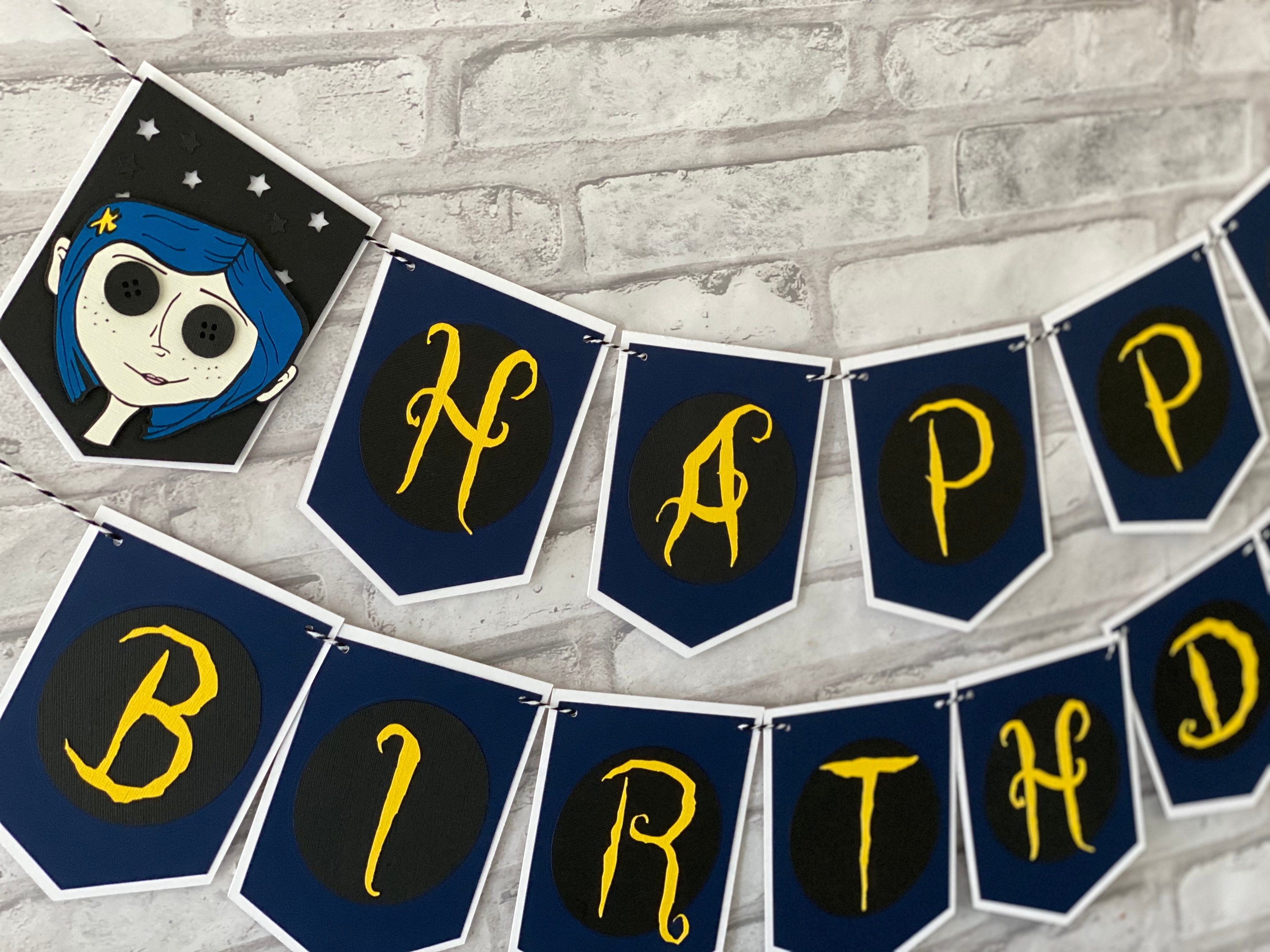 Coraline Theme Horror Series Birthday Party Decoration Set Banner Cake Card  Balloons Halloween Party Event Scene Layout Supplies