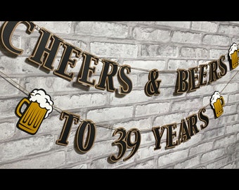 Cheers and Beers Birthday Banner: Customizable Age Party Decor