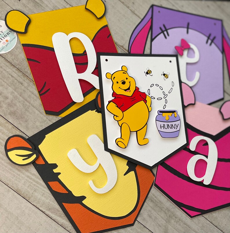 Winnie The Pooh Name Banner Winnie The Pooh Personalized Etsy