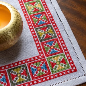 Kit de bordado de punto de cruz Avlea Folk tela especial de alta calidad tabla contada tradicional Kallithea Kaleidoscope mesa cuadrada