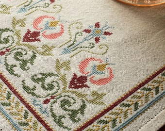 Cross Stitch Kit Arcadian Peony table runner from Avlea Folk Embroidery