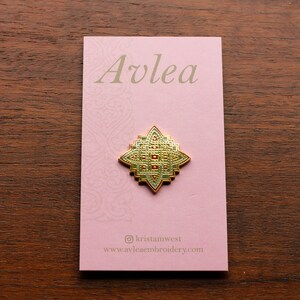 Enamel pin needleminder Knotwork by Avlea Folk Embroidery embroidery cross stitch notion tool image 2